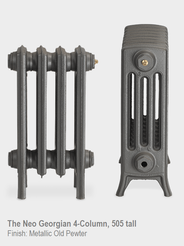 Neo Georgian 4-Column Cast Iron Radiator, 505 High, 26 Sections